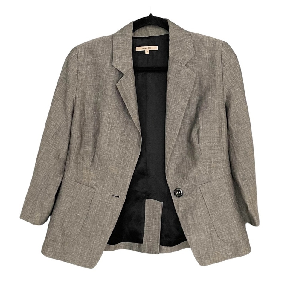 RW&CO. Gray Linen Blazer Jacket 6